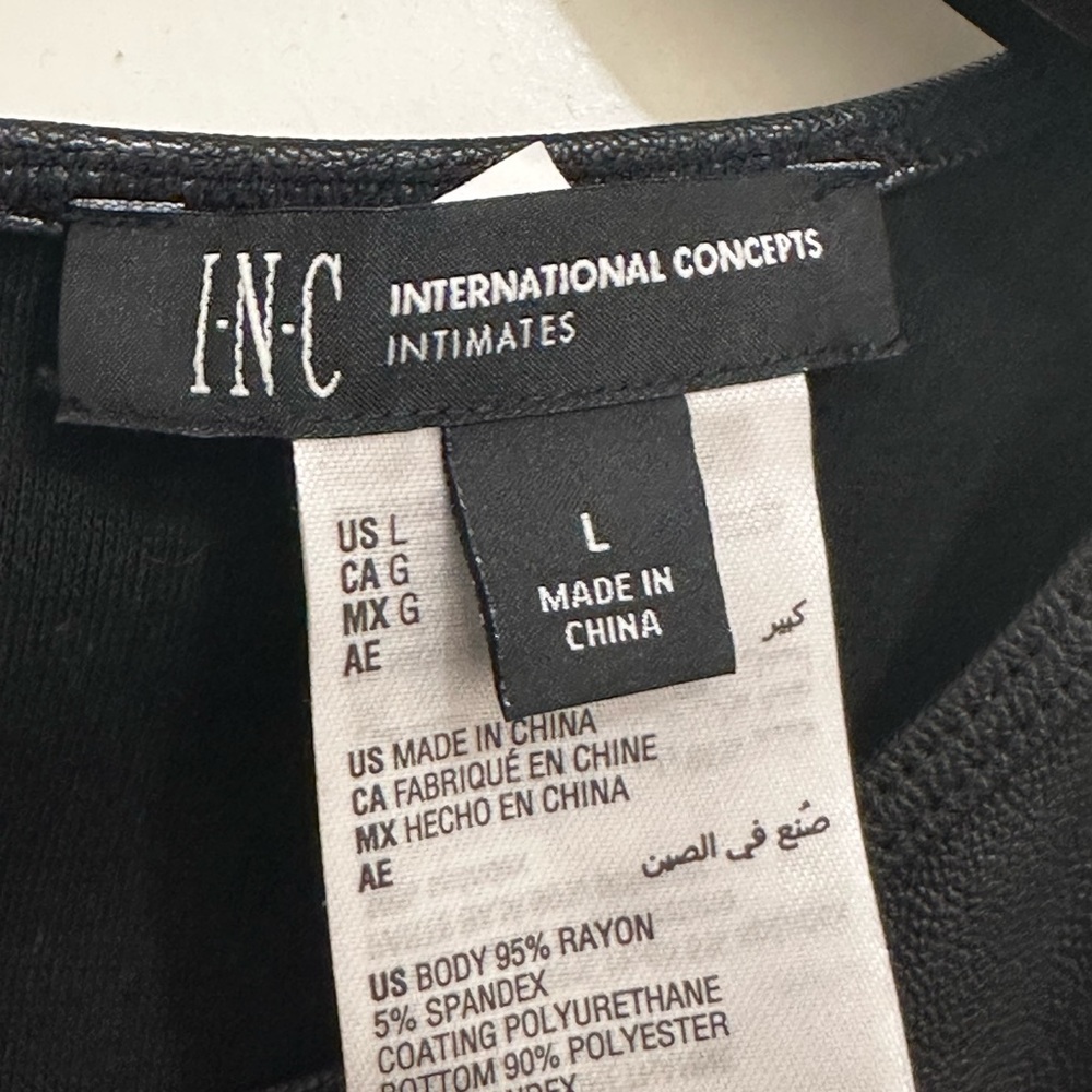 INC International Concepts Faux Leather Bodysuit Size L - Picture 4 of 12